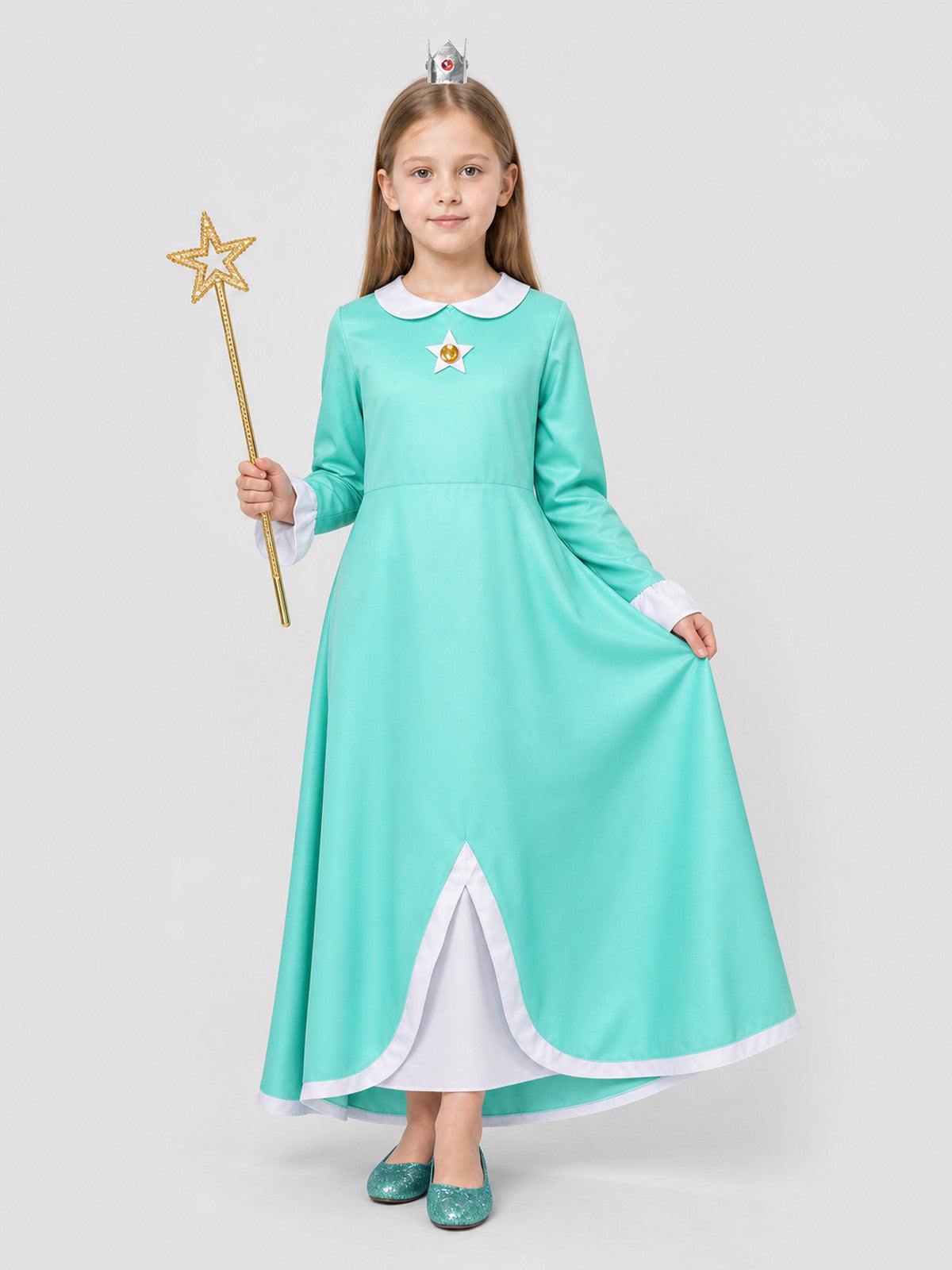 Rosalina Cosplay Dress with Crown and Star Brooch