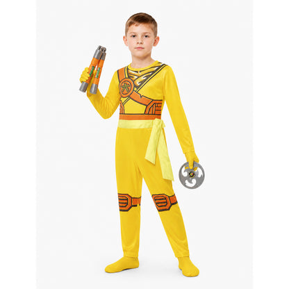 Yellow Ninja Jumpsuit with Mask and Belt Costume Masks detail