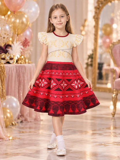 Girls' dress with flutter sleeves and floral print