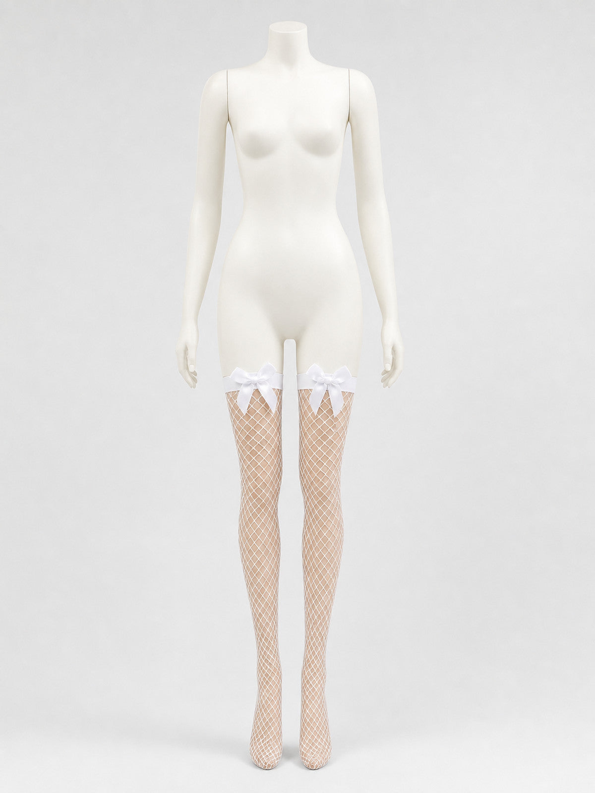 White Diamond Fishnet Stockings with Bows