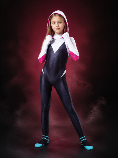 Kids' Gwen Spider Character Hooded Bodysuit Costume main product view