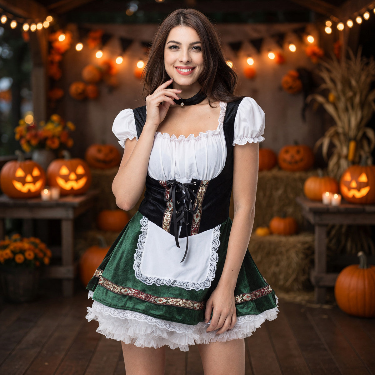 Oktoberfest Costume with Apron and Corset lifestyle view