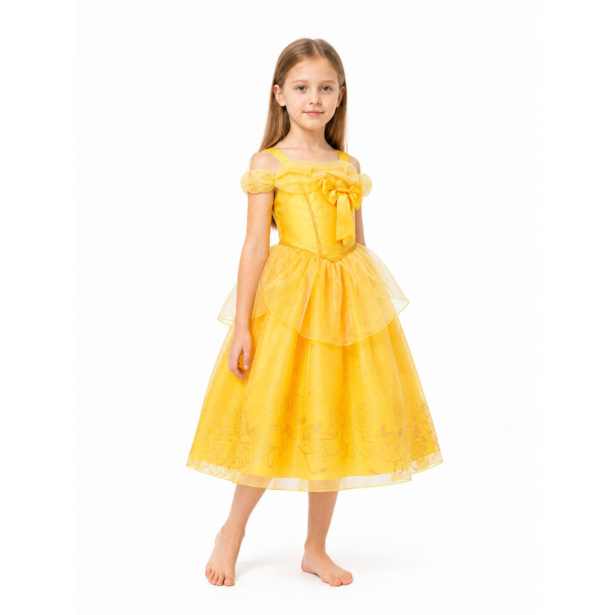 Gold Princess Costume with Bow and Full Skirt Costume Accessories detail