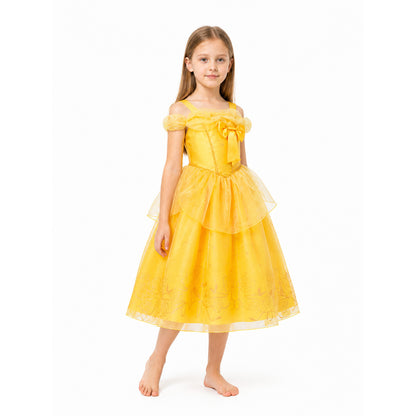 Gold Princess Costume with Bow and Full Skirt Costume Accessories detail
