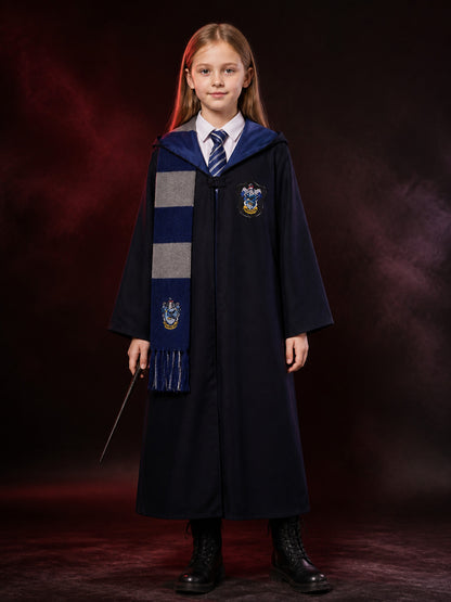 Kids Wizard Robe Costume Set, Hooded Long Cloak with Tie and Scarf, School main product view