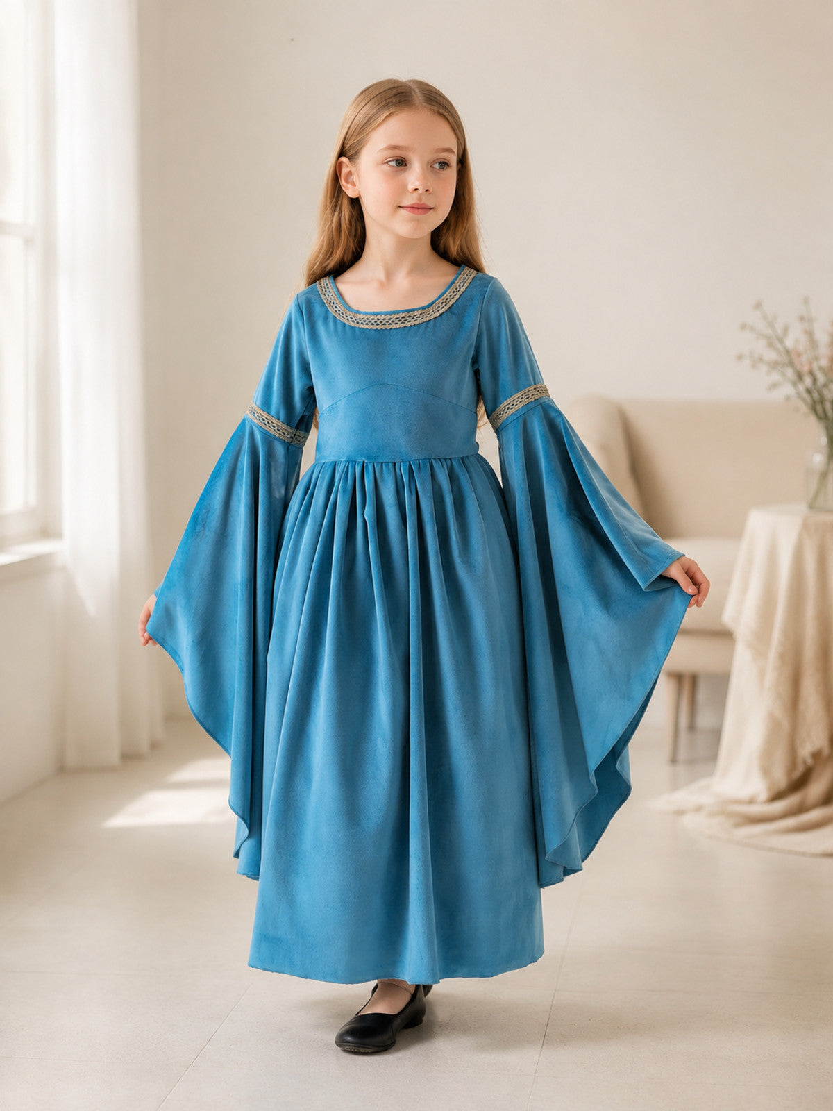 Medieval Cosplay Dress with Bell Sleeves lifestyle view