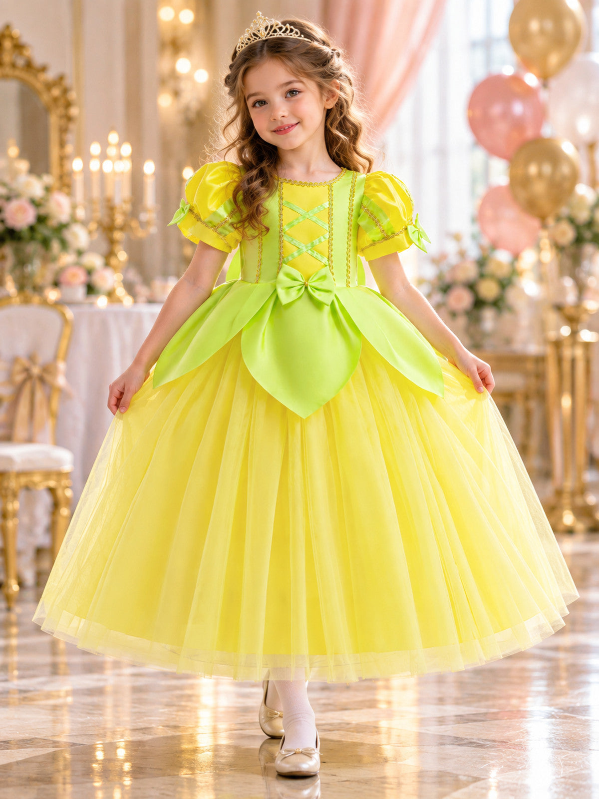Kids' Costume Dress with Fluffy Skirt and Bow