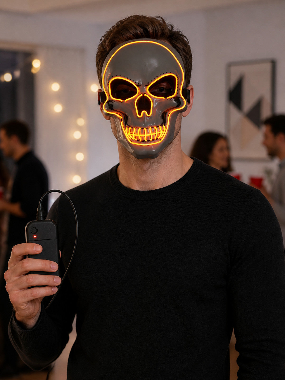 Glowing Skull Carnival Mask for Halloween and Cosplay lifestyle view