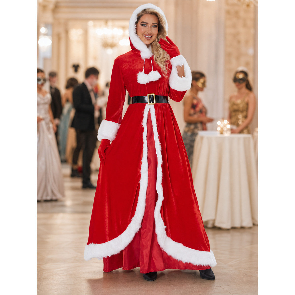 Holiday Costume with Hood and White Trim