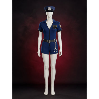 Women's Navy Police Costume Bodysuit Set With Hat, Belt And Handcuffs main product view