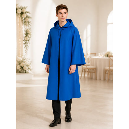 Blue Long Hooded Cloak for Halloween and Cosplay lifestyle view