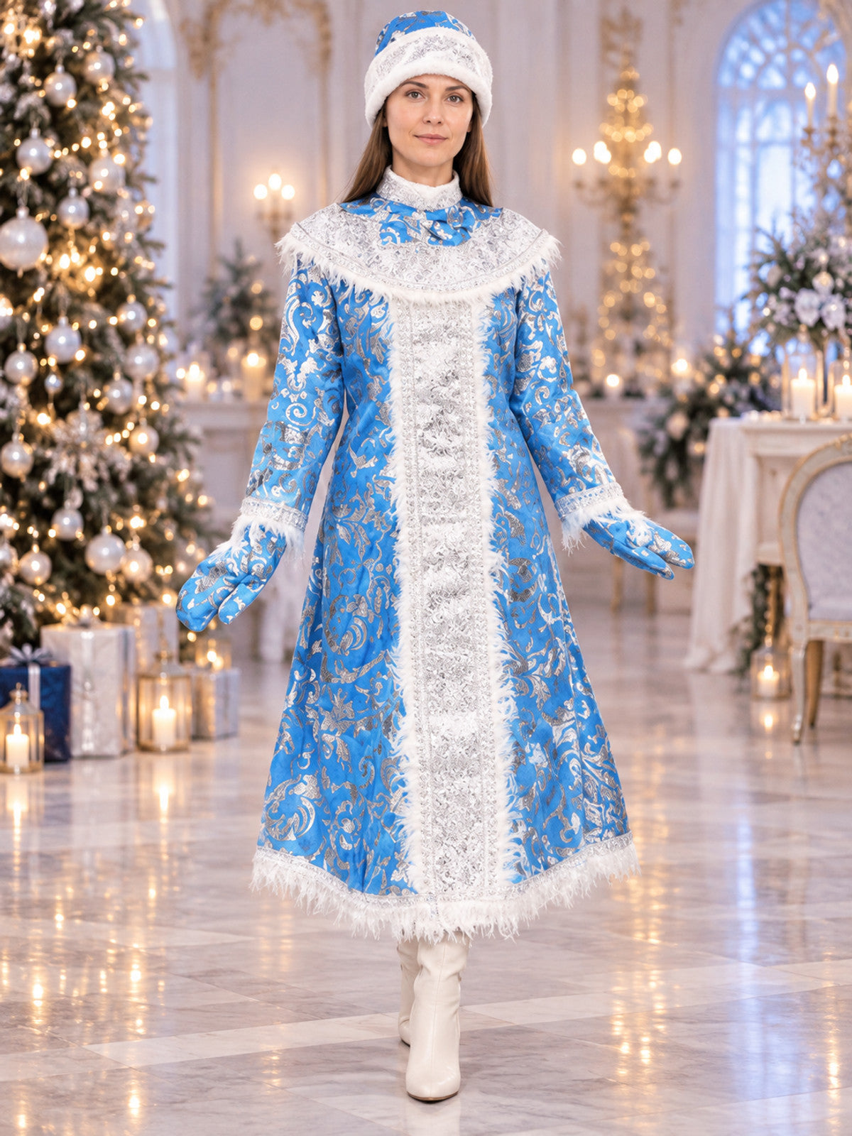 Snow Maiden Costume with Headwear and Mittens lifestyle view