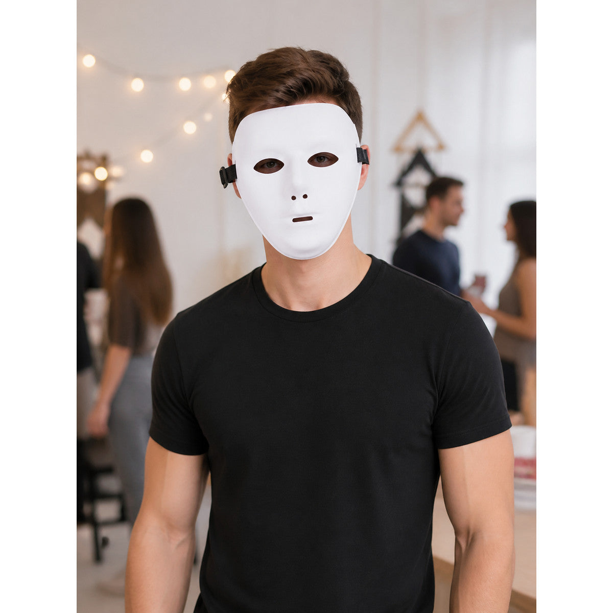 White Halloween Mask for Cosplay and Parties lifestyle view