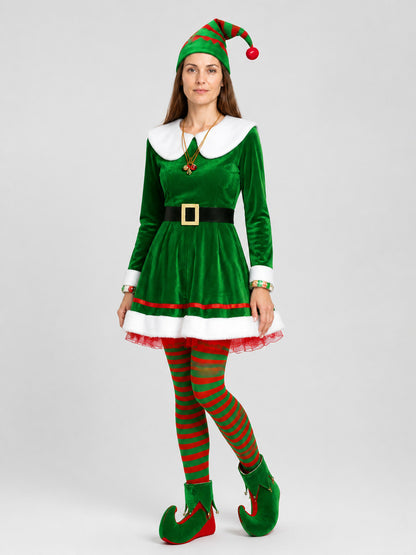 Christmas Elf Costume: Dress, Belt, Knee-High Socks, Hat Costume Dresses detail