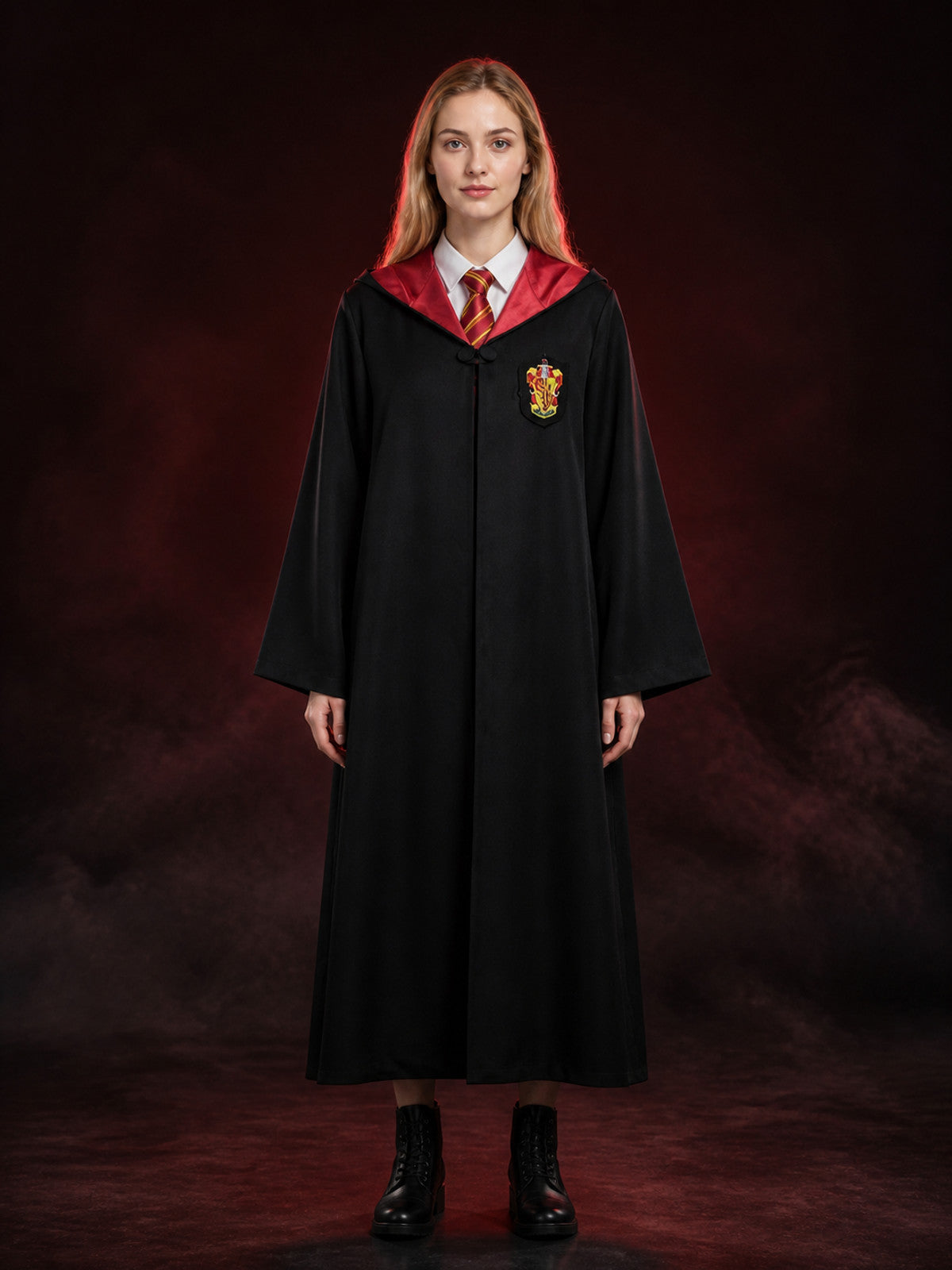 Unisex Wizard Robe Costume Set with Tie, Black Hooded Halloween Outfit