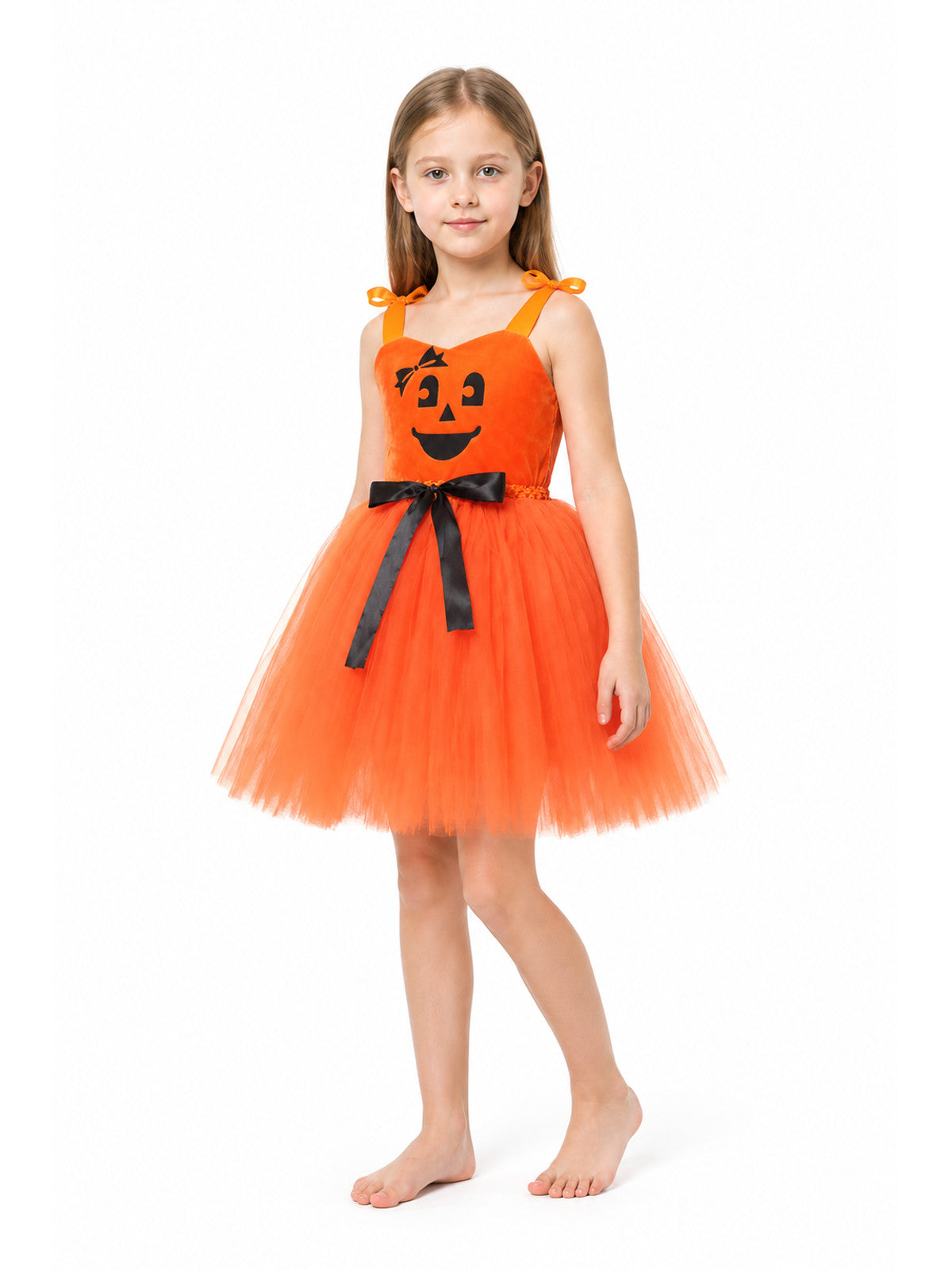 Halloween Pumpkin Costume Dress with Full Skirt