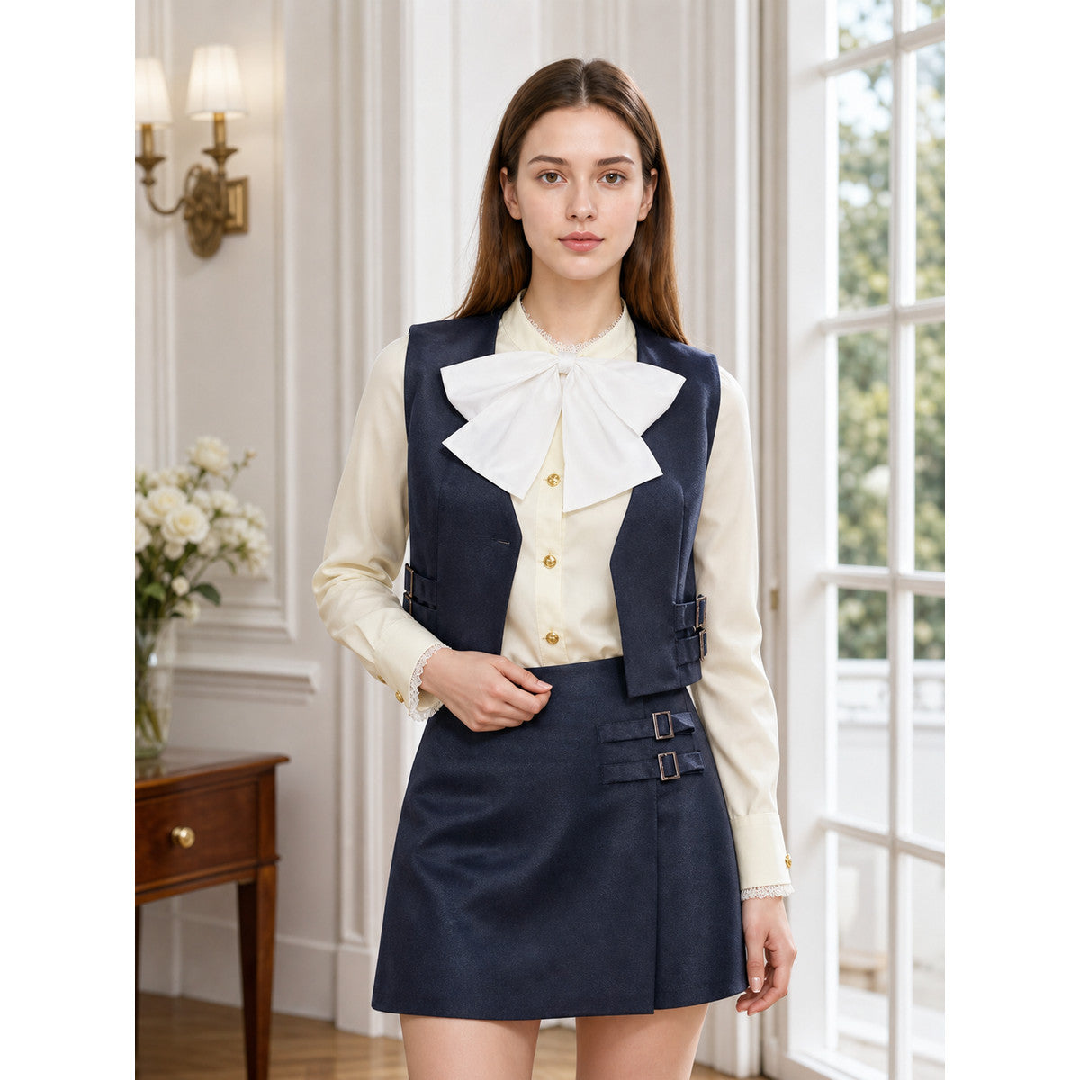 3-Piece Cosplay Costume with Collar and Bow lifestyle view