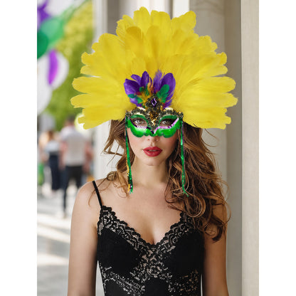 Carnival feather headdress with mask lifestyle