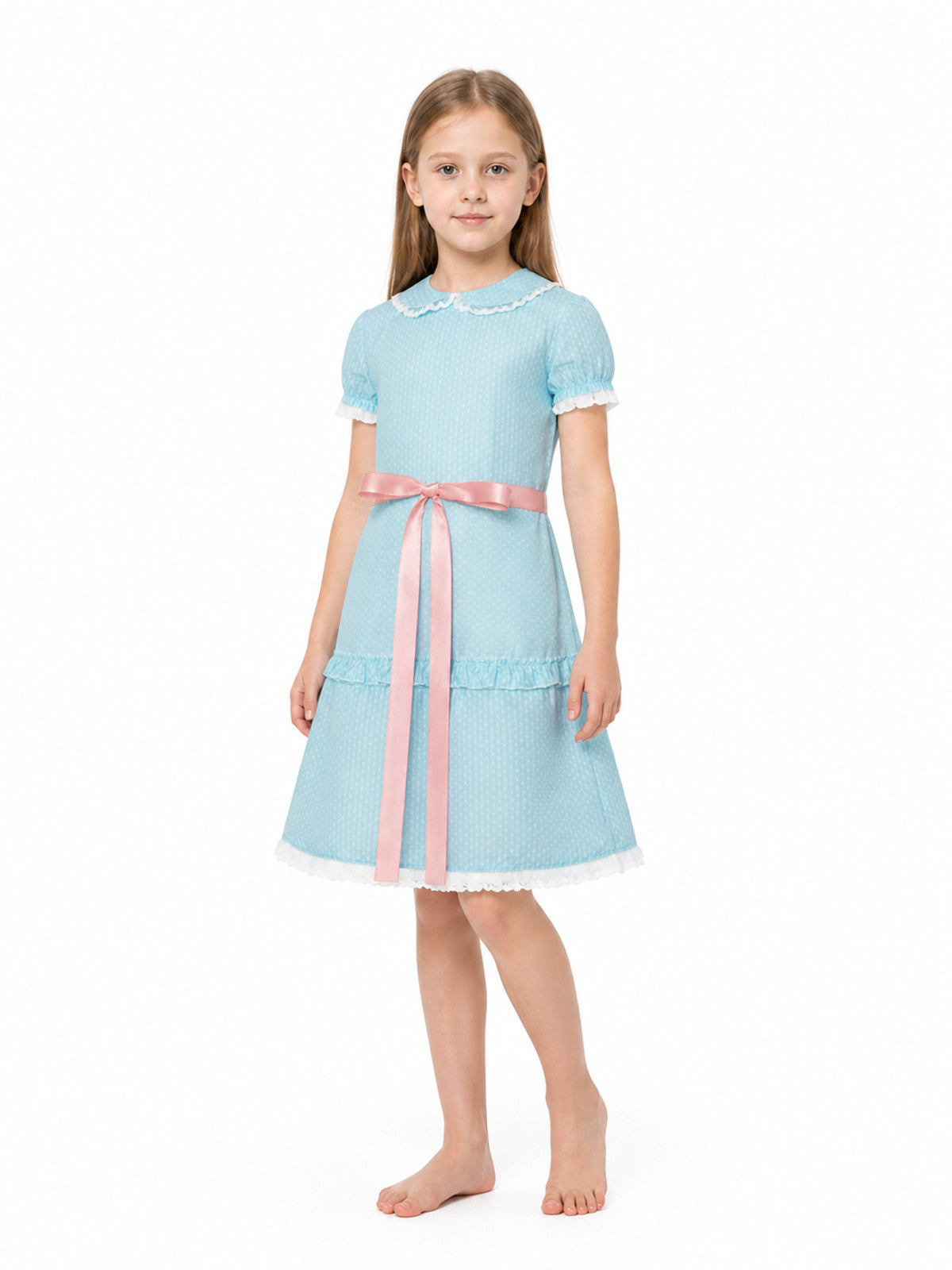 Cosplay Dress with Collar, Belt, and Ruffles