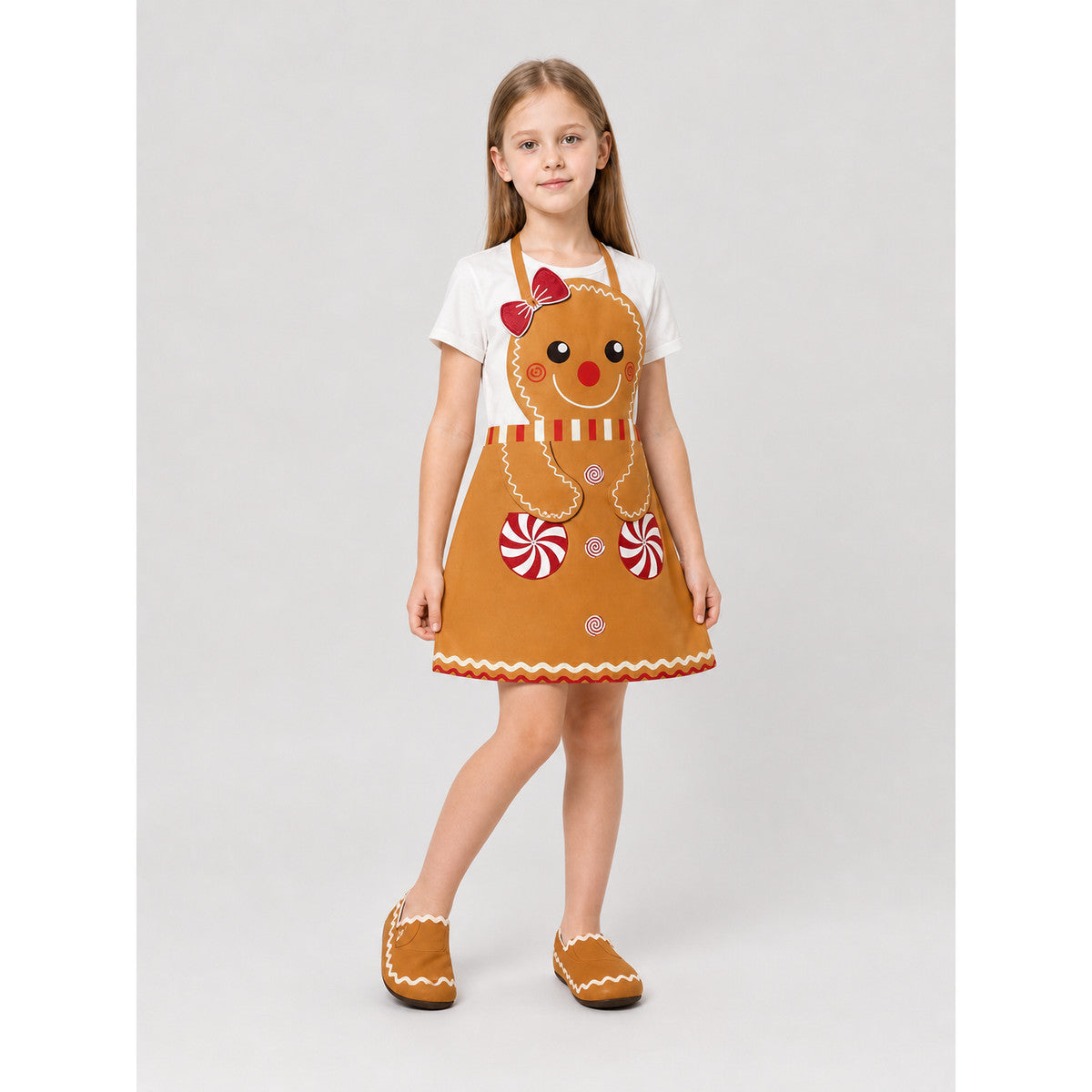 Gingerbread Man Apron with Bow Design