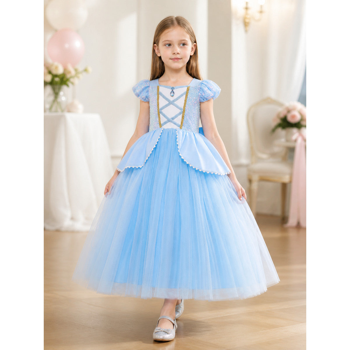 Blue Princess Carnival Costume for Halloween lifestyle view
