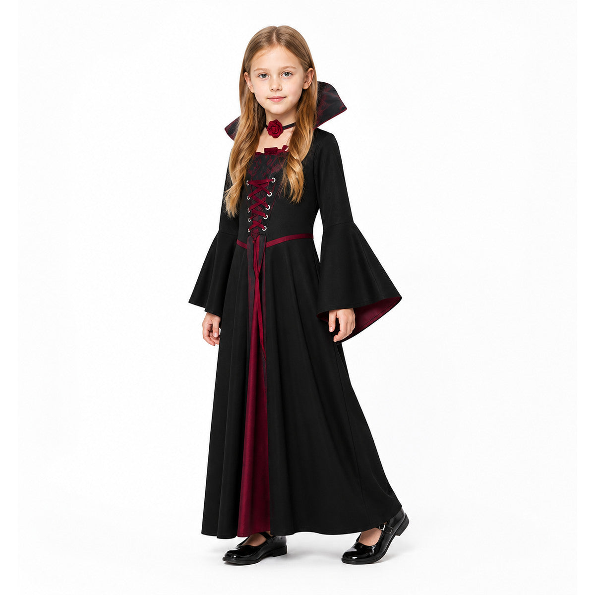 Children's Vampire Costume with Mask and Fangs for Halloween