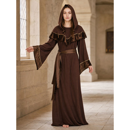 Medieval-style wizard costume with hood lifestyle view