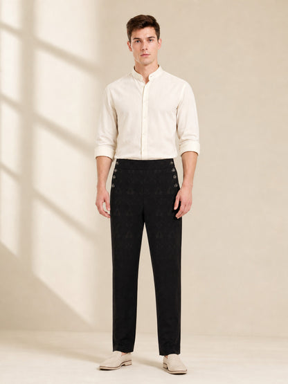 Straight-Leg Pants with Jacquard Pattern lifestyle view