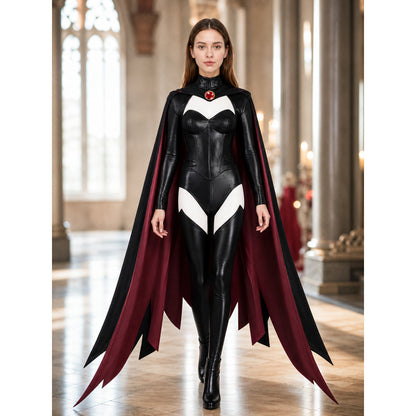 Black Cosplay Jumpsuit with Long Cape lifestyle view