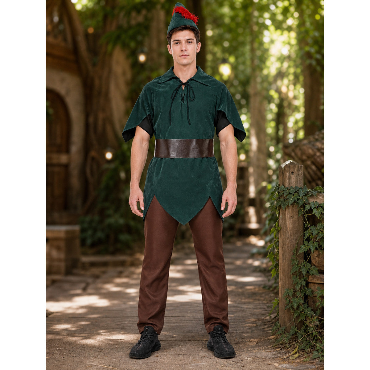 Robin Hood cosplay costume, green set lifestyle view