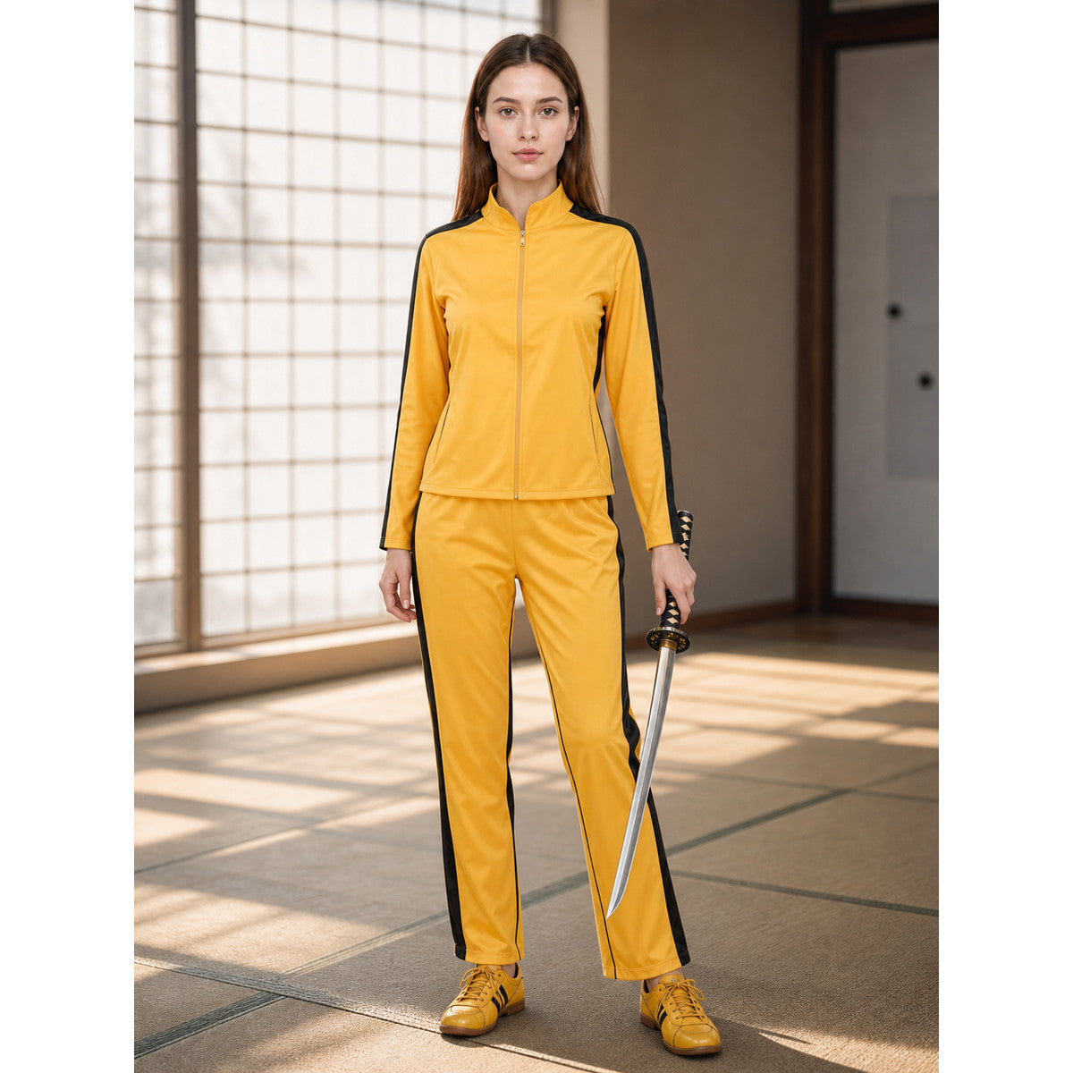 Kill Bill cosplay costume, yellow set lifestyle view