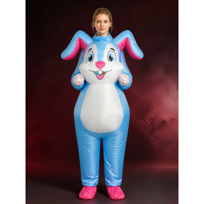 Rabbit Onesie Costume for Adults, Fluffy Pink and White Halloween Outfit with main product view
