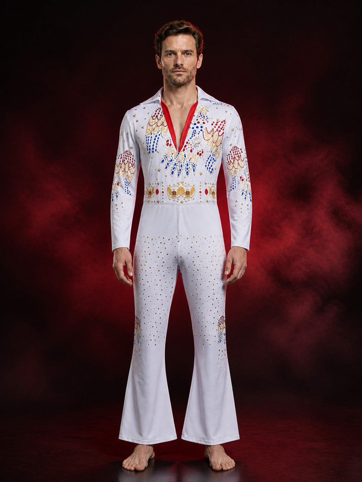 Sequined Elvis-Style Carnival Costume for Parties main product view