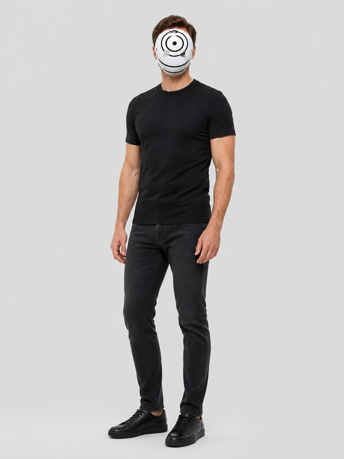 Tobi Mask, Anime Cosplay, White with Black Pattern Costume Masks detail