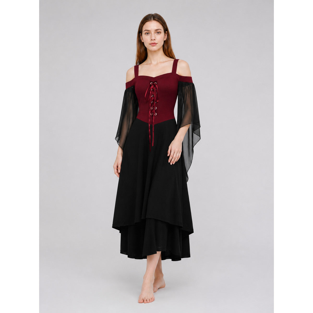 Strappy Gothic Lace-Up Dress Costume Dresses detail
