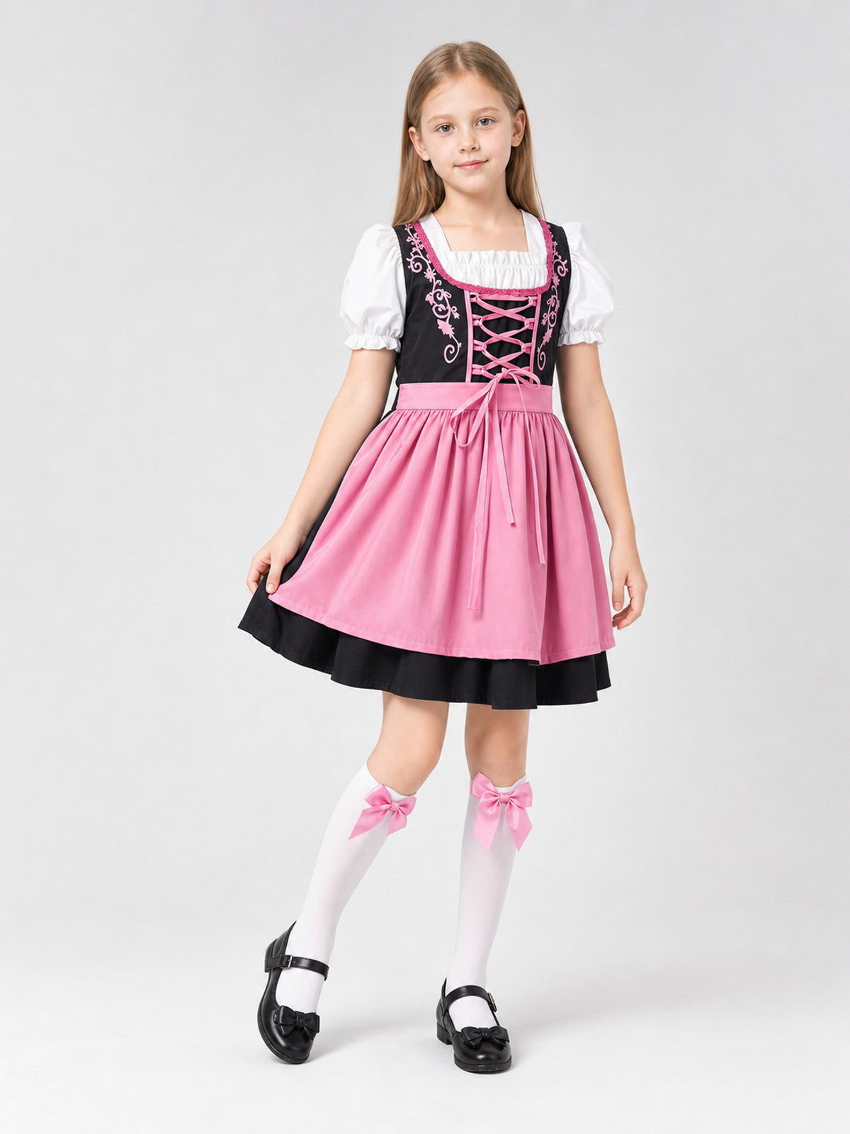 Children's costume set: dress, apron, and accessories