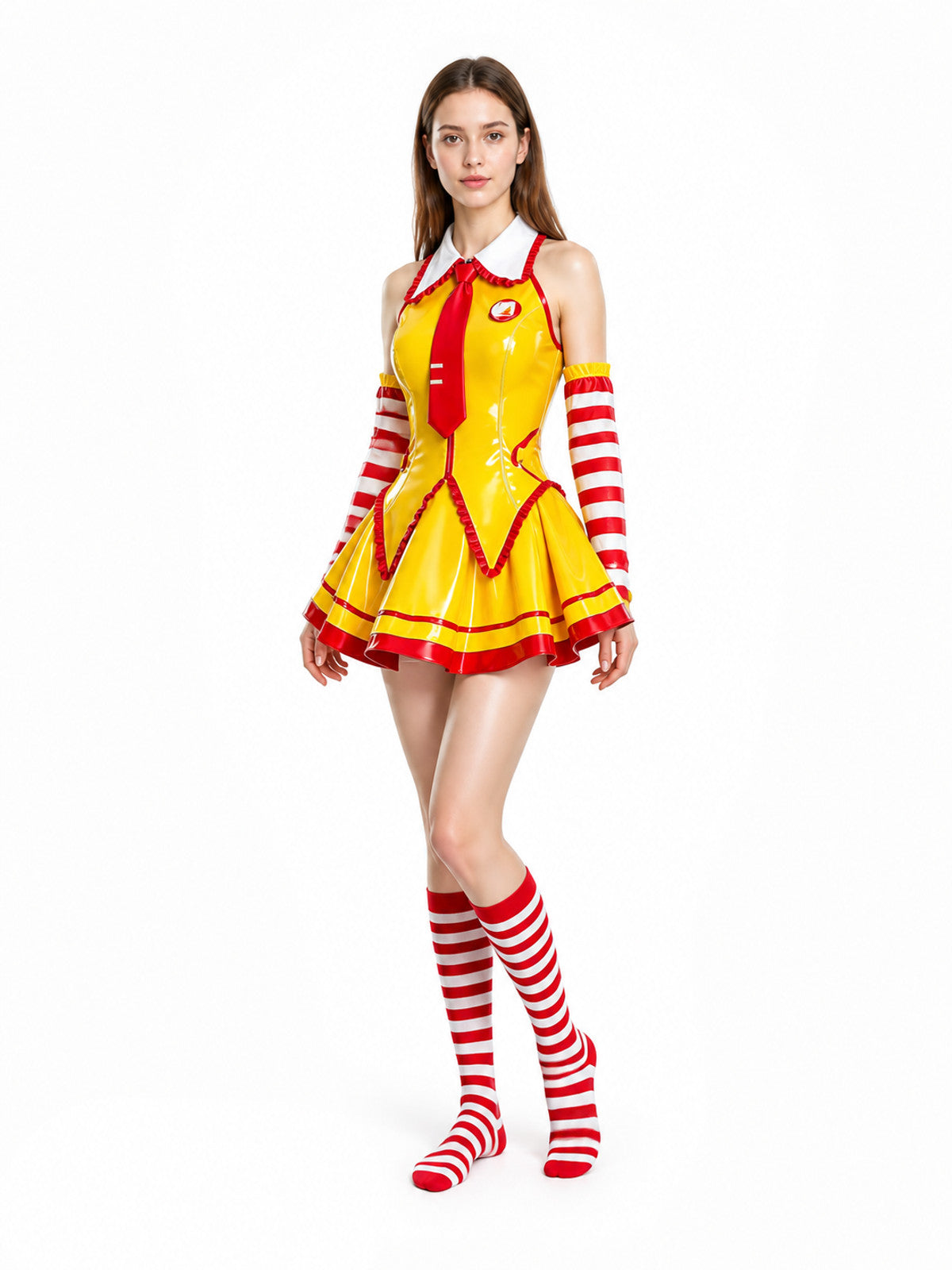 Cosplay Dress with White Collar and Red Tie Costume Dresses detail
