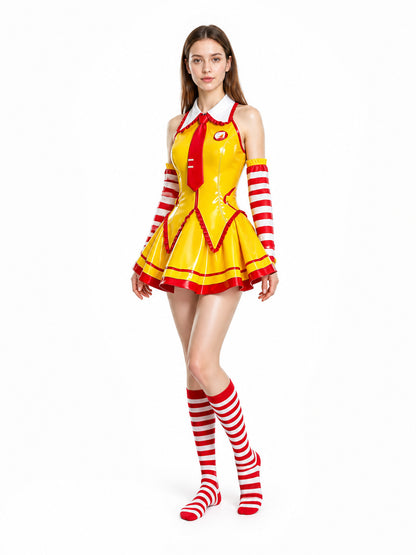 Cosplay Dress with White Collar and Red Tie Costume Dresses detail
