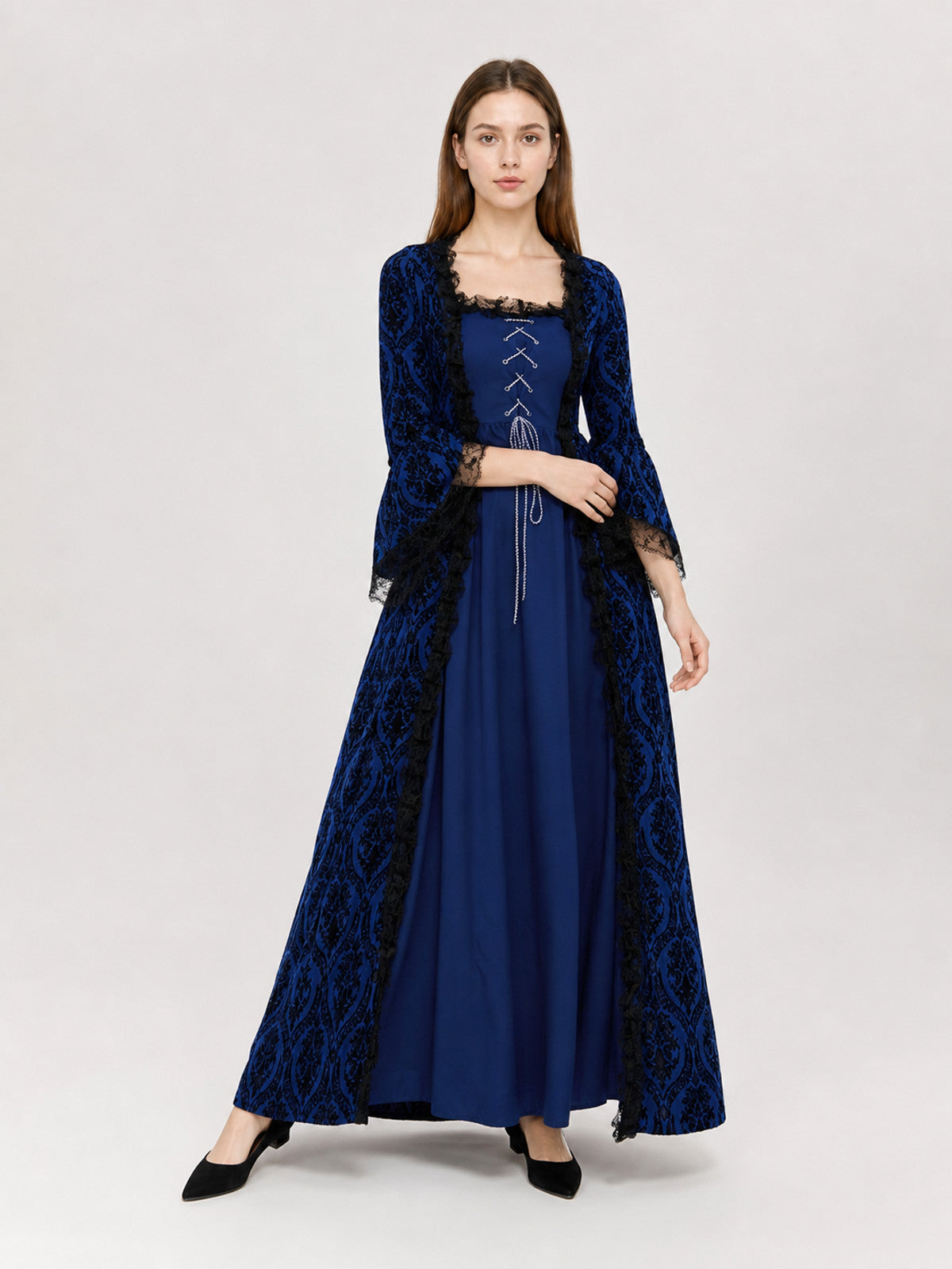 Medieval Dress with Lace and Full Skirt