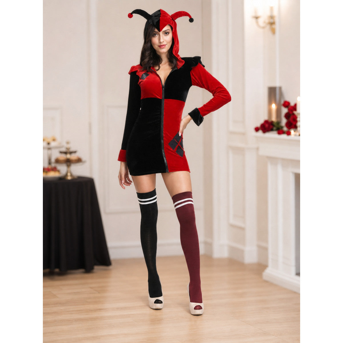 Clown Costume Hooded Dress for Halloween lifestyle view