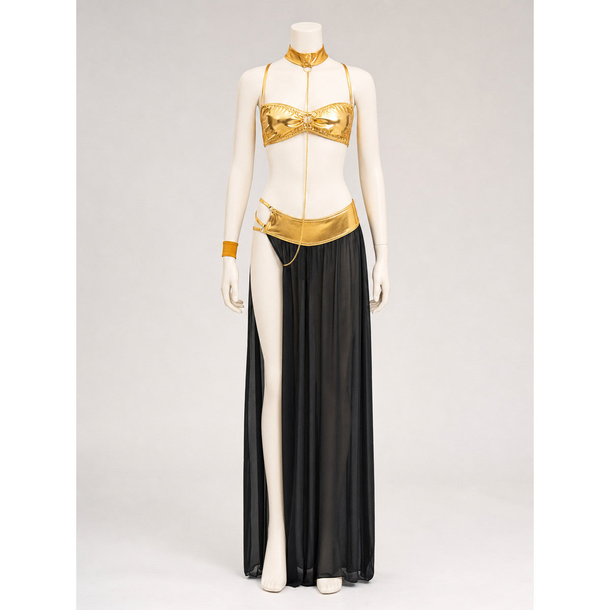 Cleopatra Costume with Gold Chains and Long Skirt