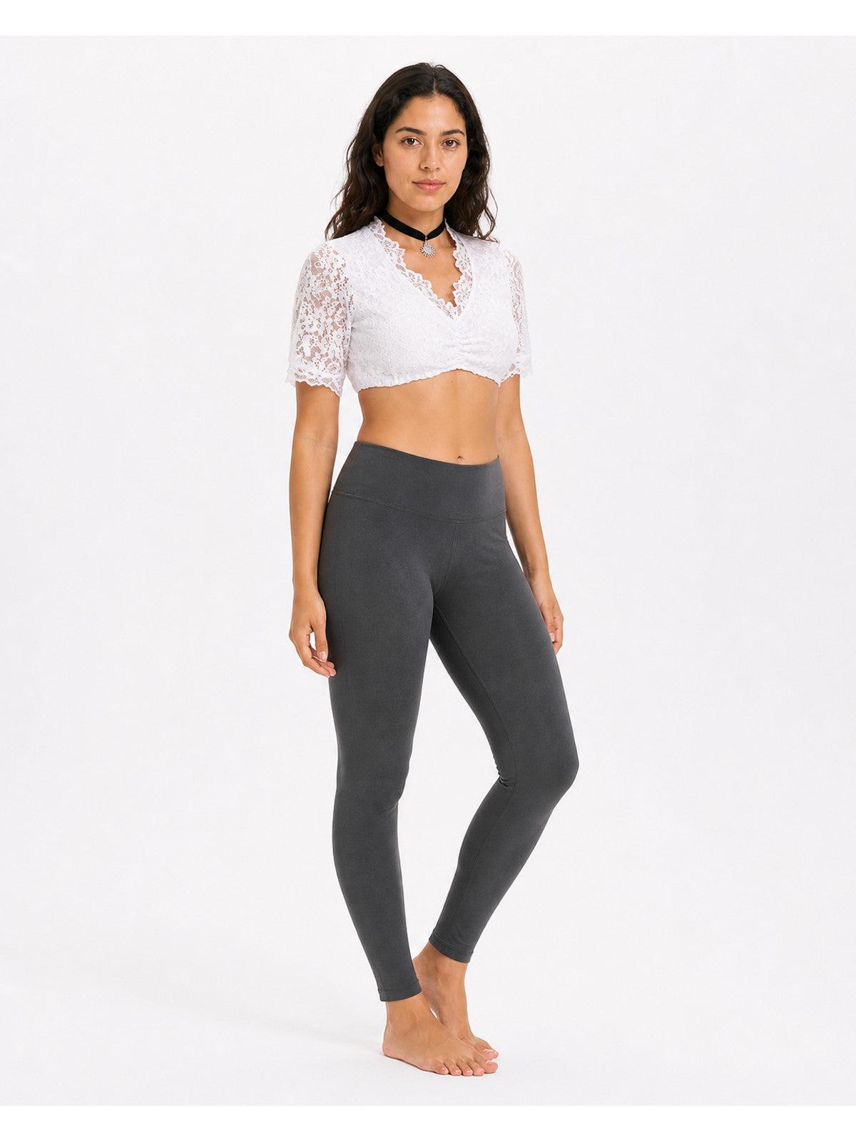 White Lace V-Neck Top