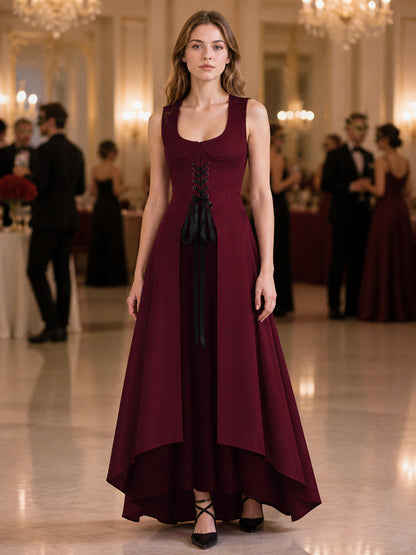 Long Cosplay Dress with Black Lace-Up Detail lifestyle view
