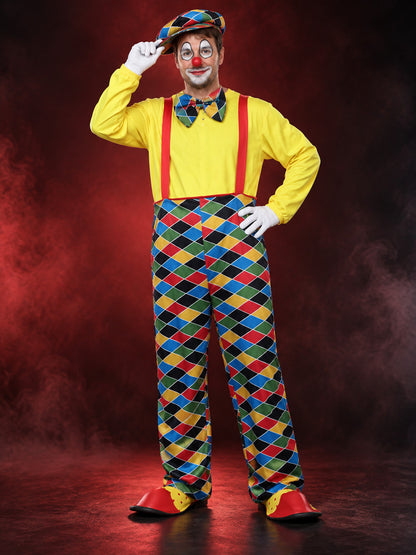 Adult Clown Costume with Hat and Bow Tie