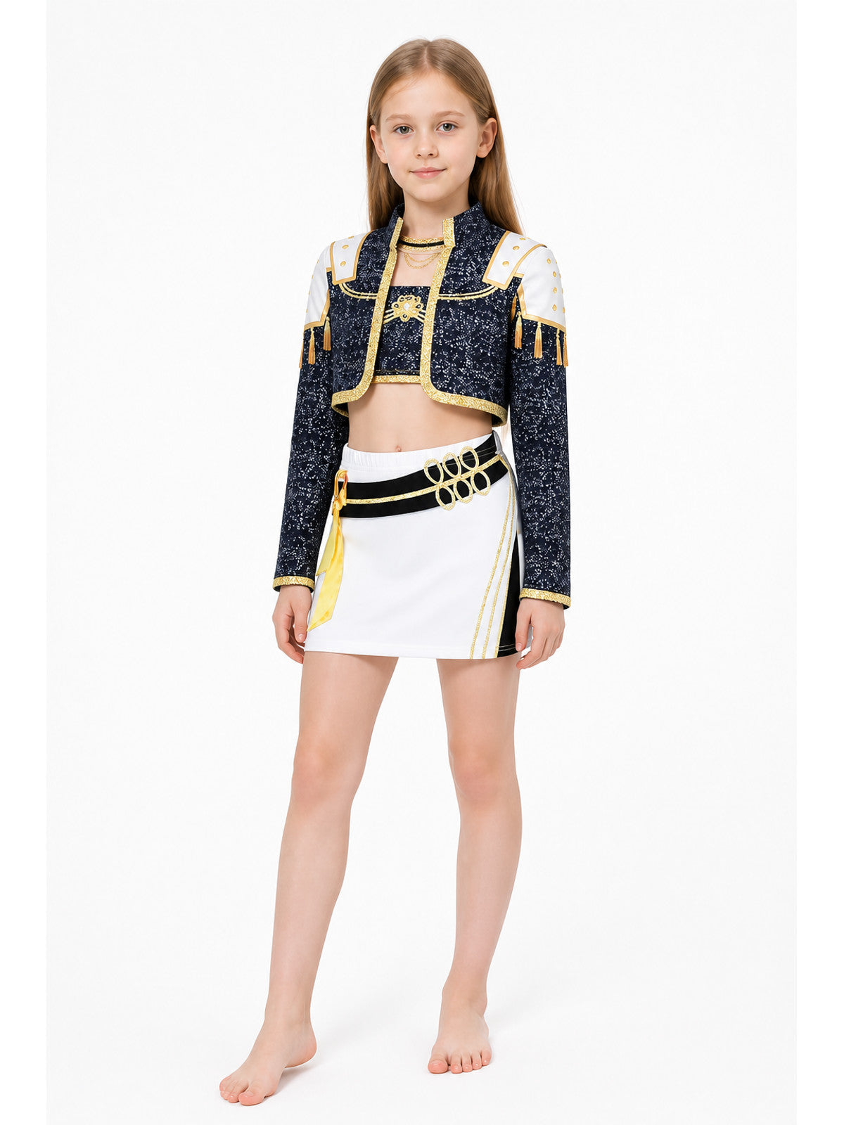Black and Gold Demon Hunter Girls' Costume with Print