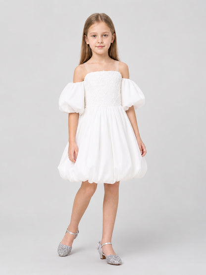Children's Dress with a Full Skirt and Floral Decor Costume Dresses detail