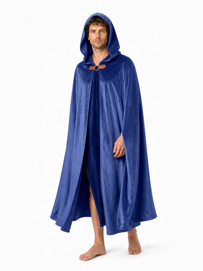 Cloak Cape with Pointed Hood and Wavy Hem