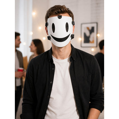 White Halloween Mask with a Smile for Cosplay lifestyle view