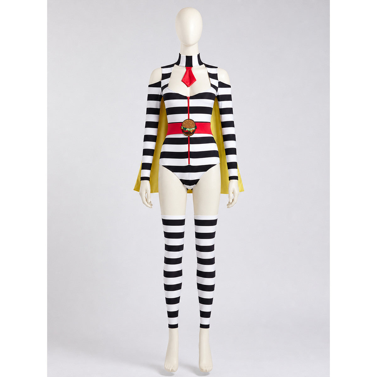 Black-and-White Striped Cosplay Costume with Wings