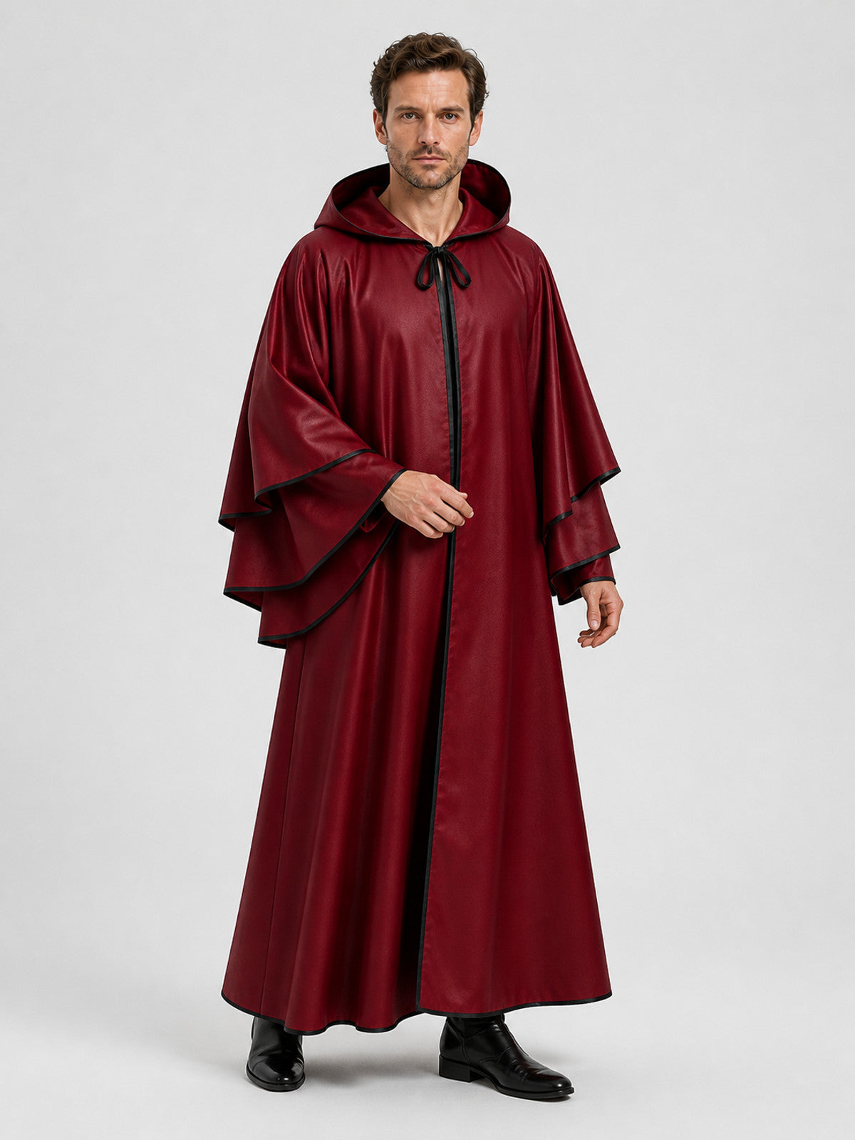 Dark Red Hooded Halloween Cosplay Cloak Costume Capes detail